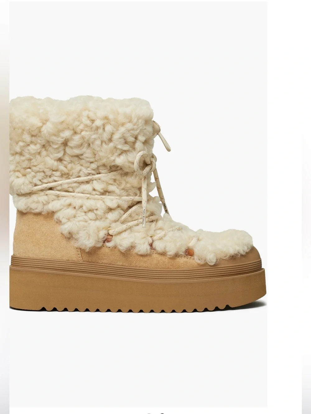 Tory Burch Mellow genuinely shearling Sherpa Platform Lace-Up Boots